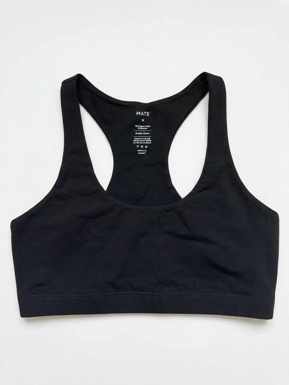 MATE the Label Women's Organic Stretch Sports Bra in Black Size Medium